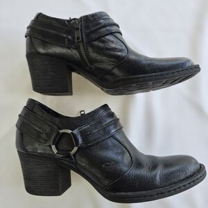 Born Black Leather Ankle Boots 7.5